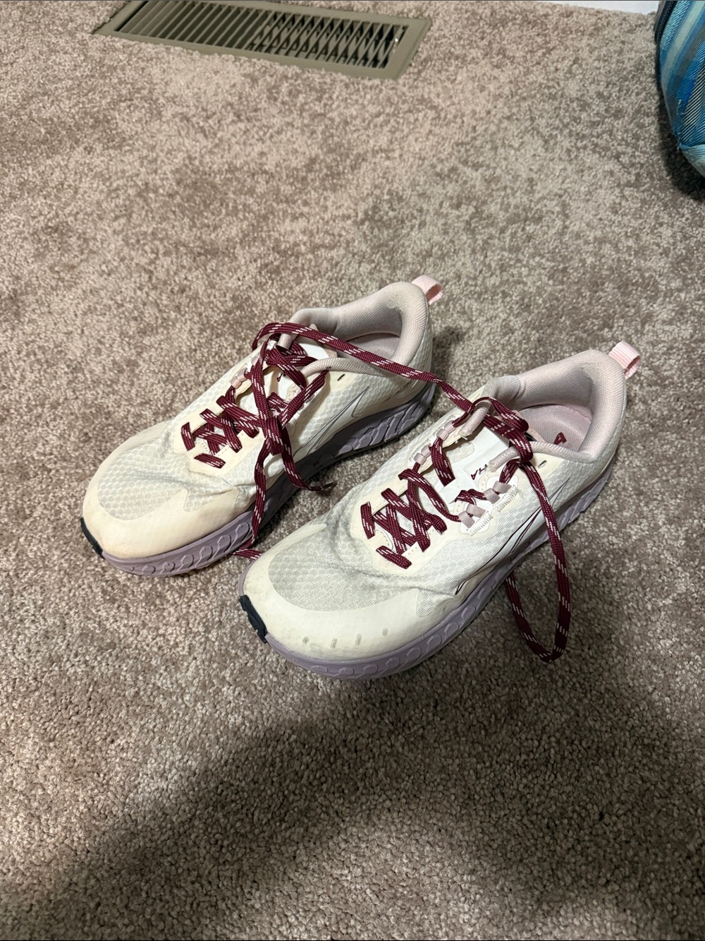 Altra Women's Cream and Burgundy Athletic Running Shoes